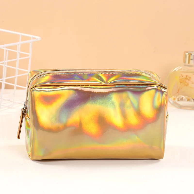 Holographic Iridescent Makeup Pouch Portable Waterproof Cosmetic Bag Set for Girls Teens Bridesmaids Clear Organizer Pouch for T