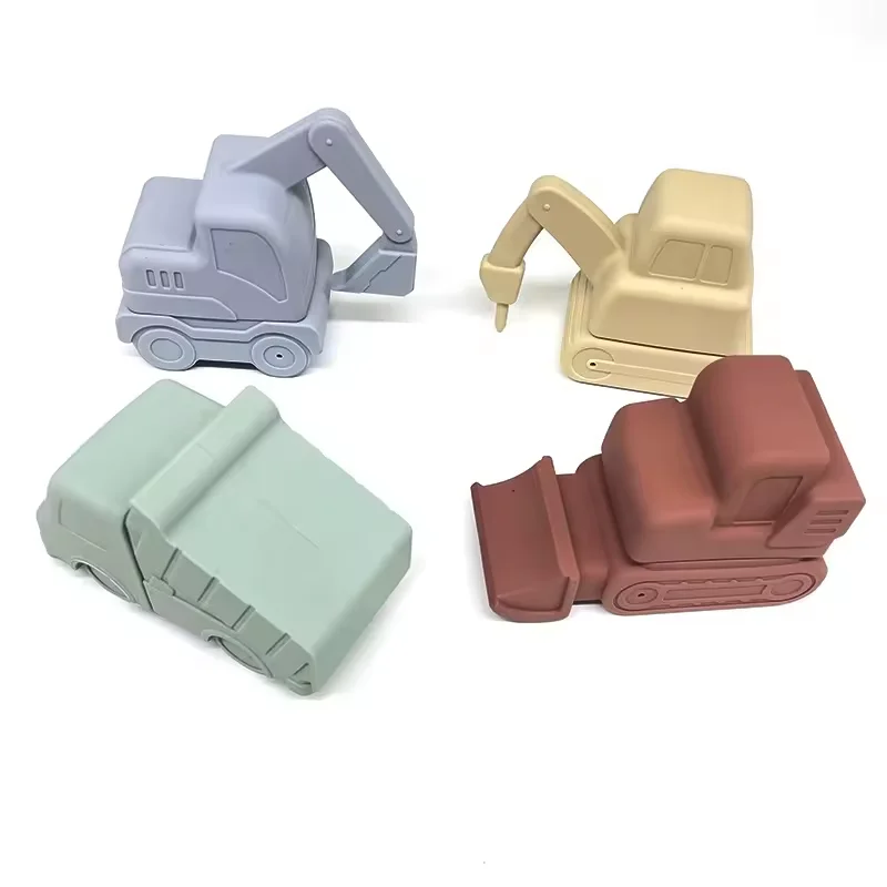 2024 New Silicone Toy Vehicles Mold Bath Play Set Toy engineering vehicle
