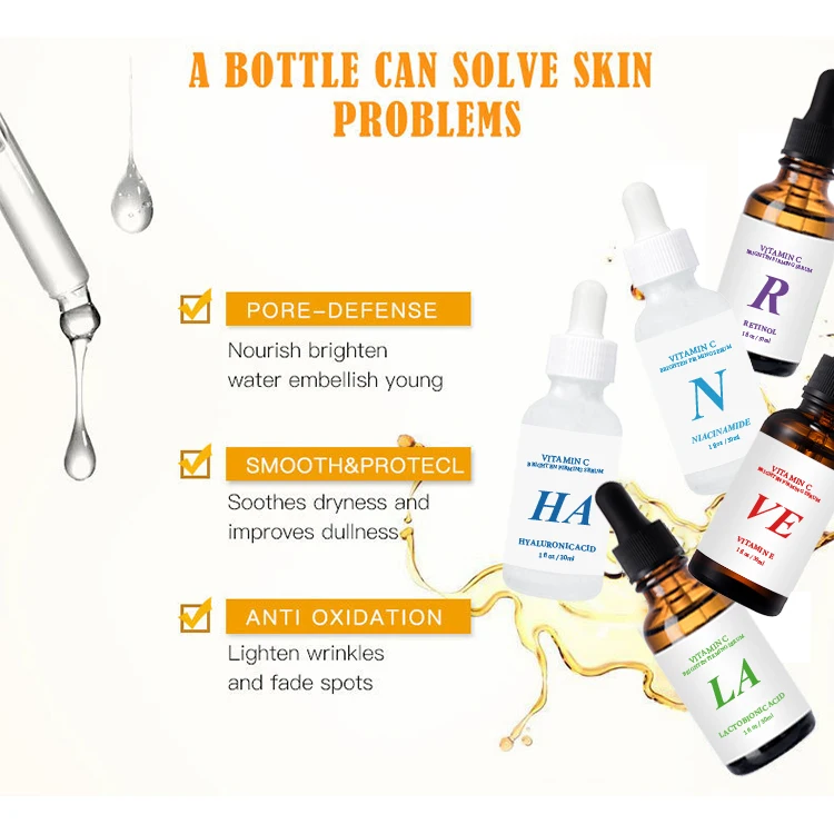 Odm/Oem Whitening Hyaluronic Acid Ha Vitamin C  Retinol Anti Aging Retinolface Collagen Korean Serum