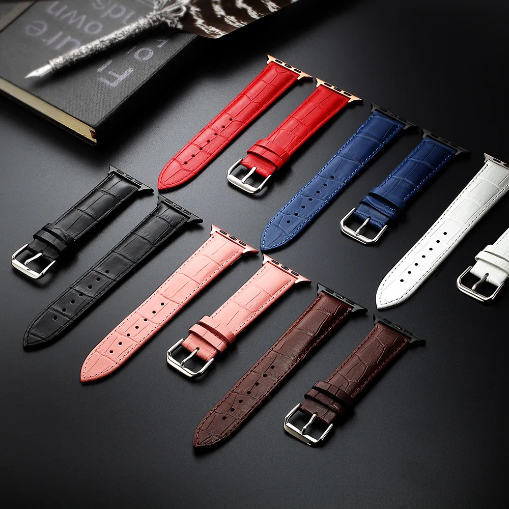 Leather Smart Watch Bands Straps 38 40 42 44MM Leather Watch Band For Apple iWatch