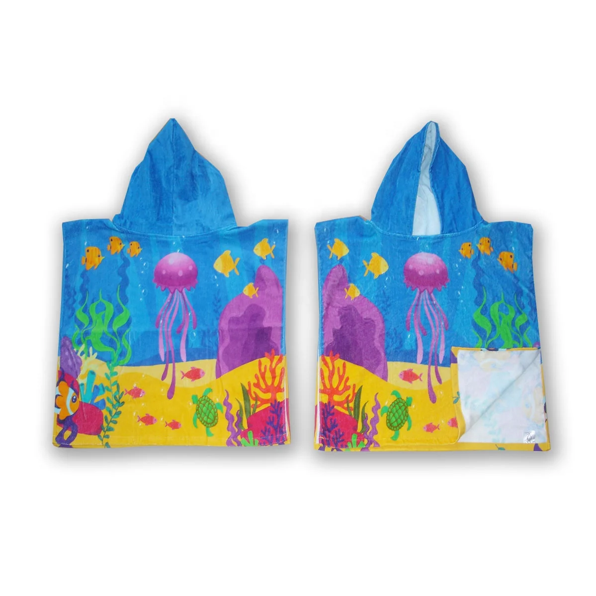 100% cotton personalized children poncho towel quick dry bath  hooded towel custom cartoon pattern printed kids beach towel