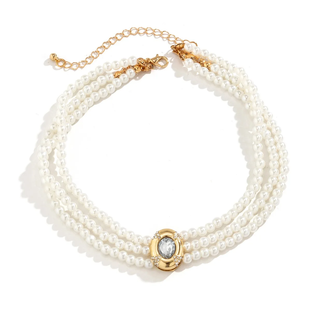 Light Luxury Fashion Pearl Neckchain Jewelry Set Wholesale Trend Turquoise Beaded Vintage Necklace