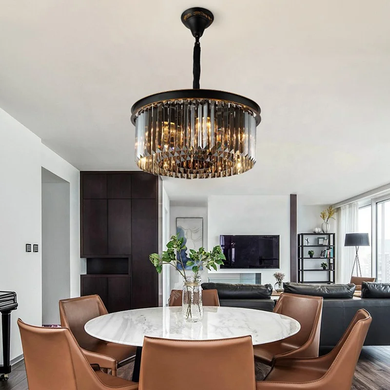 Luxury Style European Simple Design Crystal Pendant Lamp Round and Square Shape Hanging Crystal Ceiling Chandelier