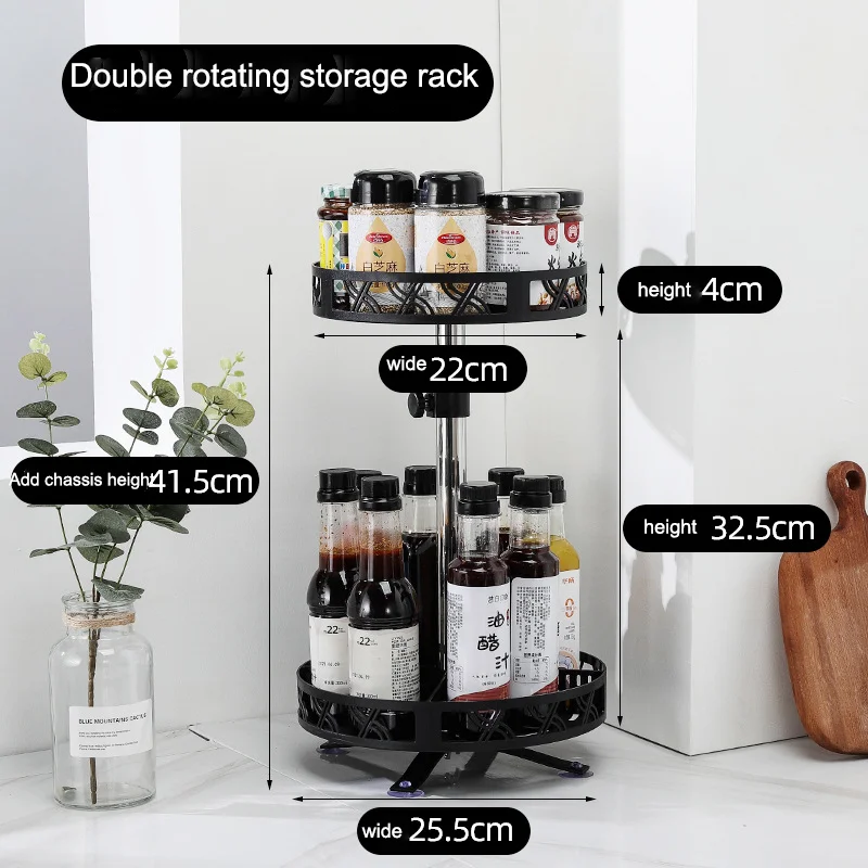 Stainless steel Creative Multi-function space saving kitchen storage spice rack turntable lazy susan cabinet organizer