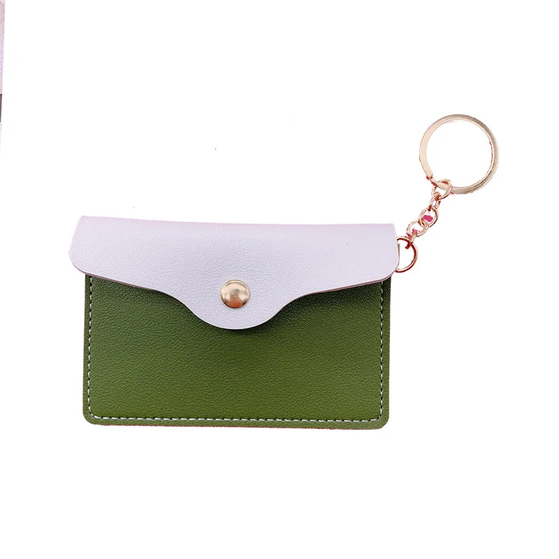 Fashion Leather Credit Card Holder Key chain Coin Wallet Wristlet Keyring For Women Promotional Gift