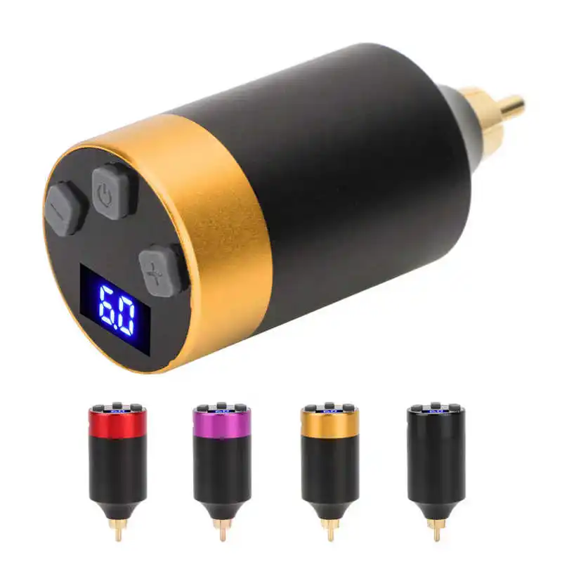 Wireless Tattoo Power Supply with USB Charging Cable LED Display Tattoo Machine Battery RCA Interface 1500mAh for Tattoo Salon