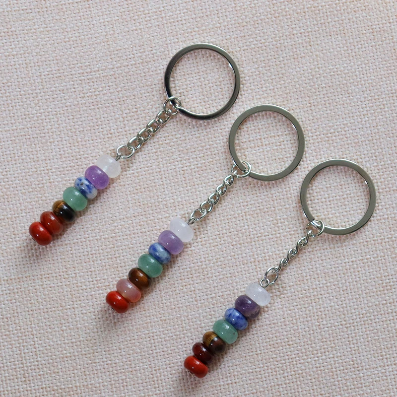 Wholesale crystal key chains natural crystal even chakra energy Healing Gold Silver