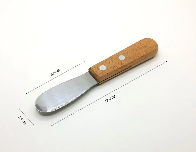 Нож для сыра из нержавеющей стали с деревянной ручкой и лазерным
