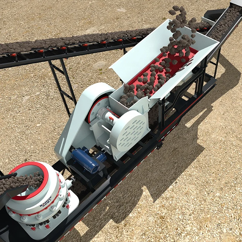 Thailand 60-100 t/h Mobile Crusher For Limestone Granite Basalt Riverstone Andesite Iron ore Ballast Concrete Quartz Barite