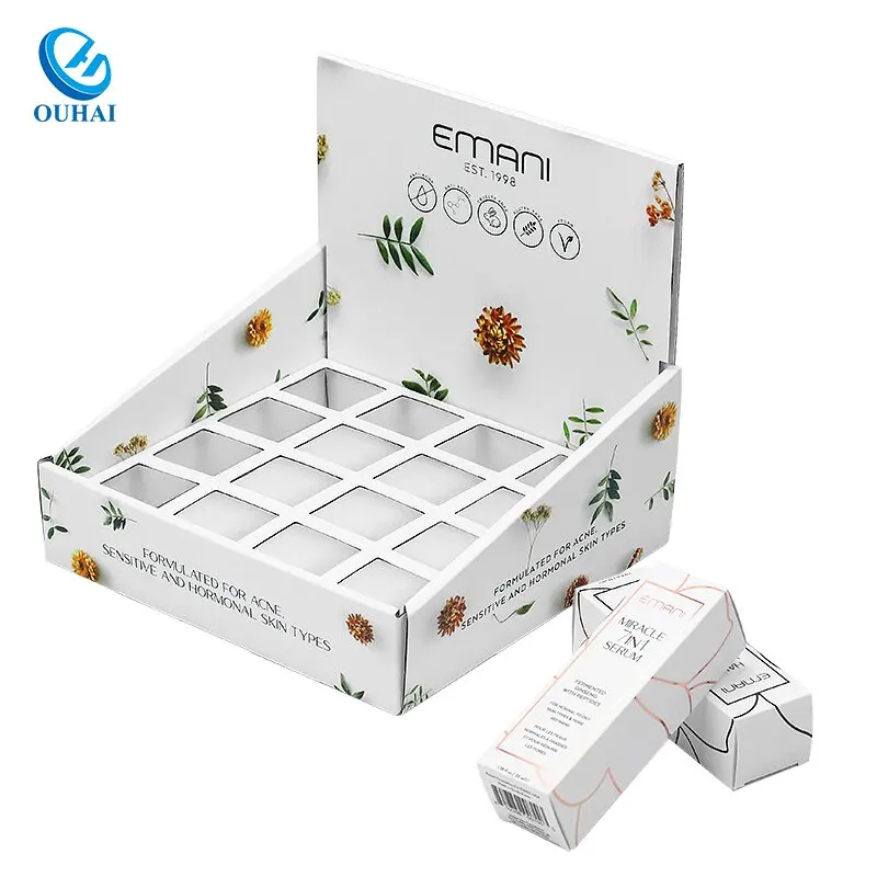 Free design custom carton counter top display box Unit paper makeup holder Cardboard eyelash cosmetic paper display holder
