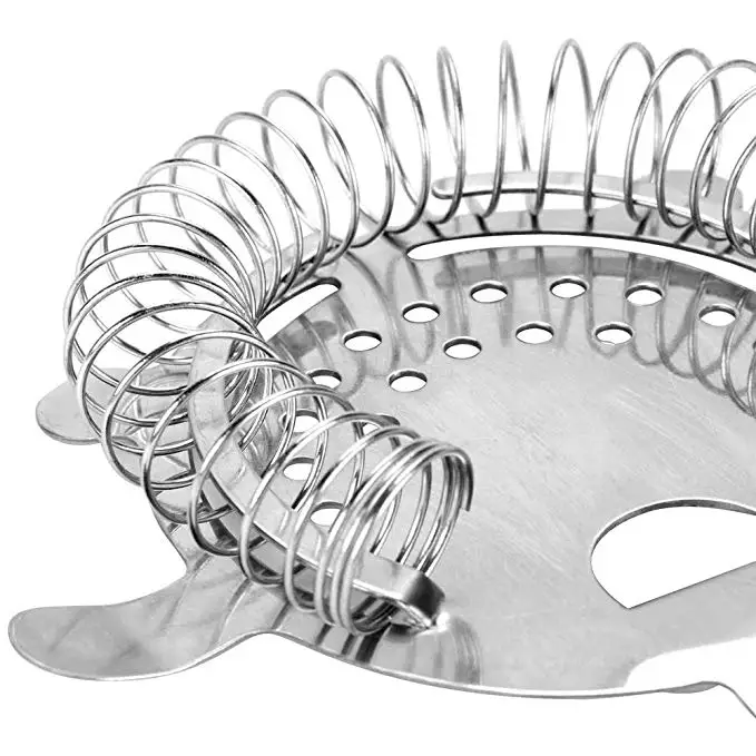 Stainless Steel Bar Cocktail Ice Strainer Metal Mesh Wire Spring Filter