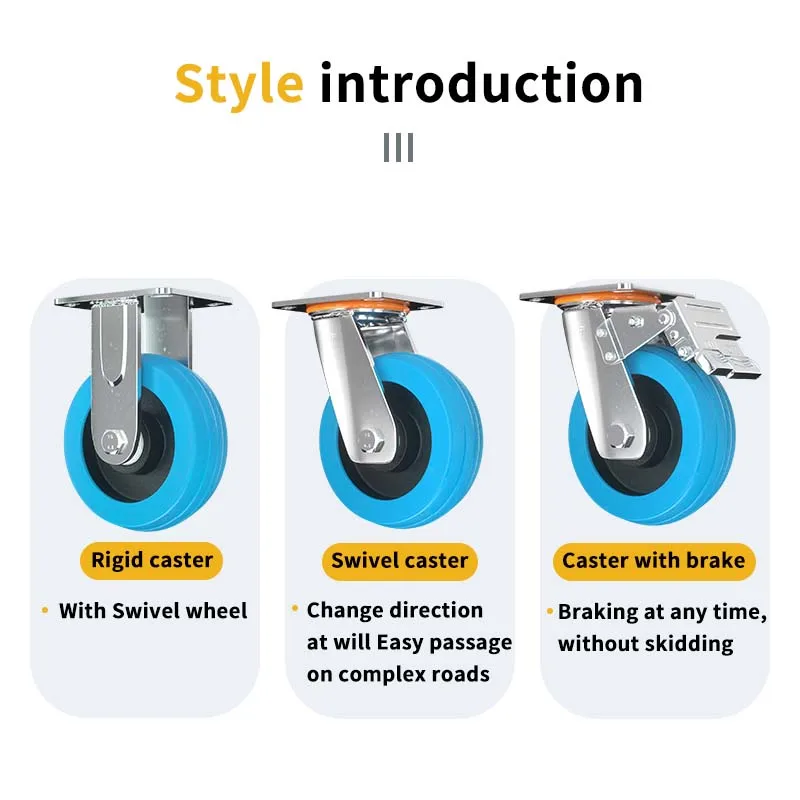 China supplier 4 inch 5 inch 6 inch 8 inch fixed Castors rubber heavy duty industrial caster wheels with iron core for sale
