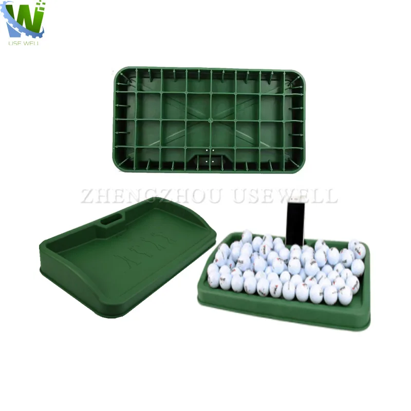 Golf Training Accessories Driving Range Supplies court equipment Green PE Ball Container Tray Storage Box with Mobile Phone