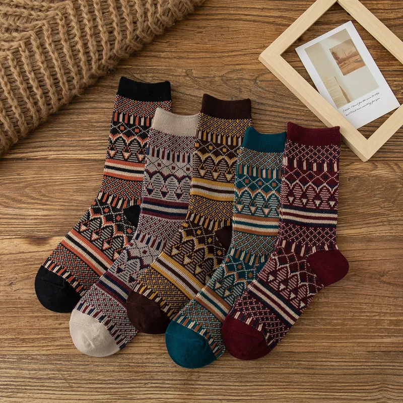 Dynamics Retro Style Soft Wool socks Durable Aesthetic Cozy Custom Winter Warm Thick Hiking Crew Women Knitted Wool socks