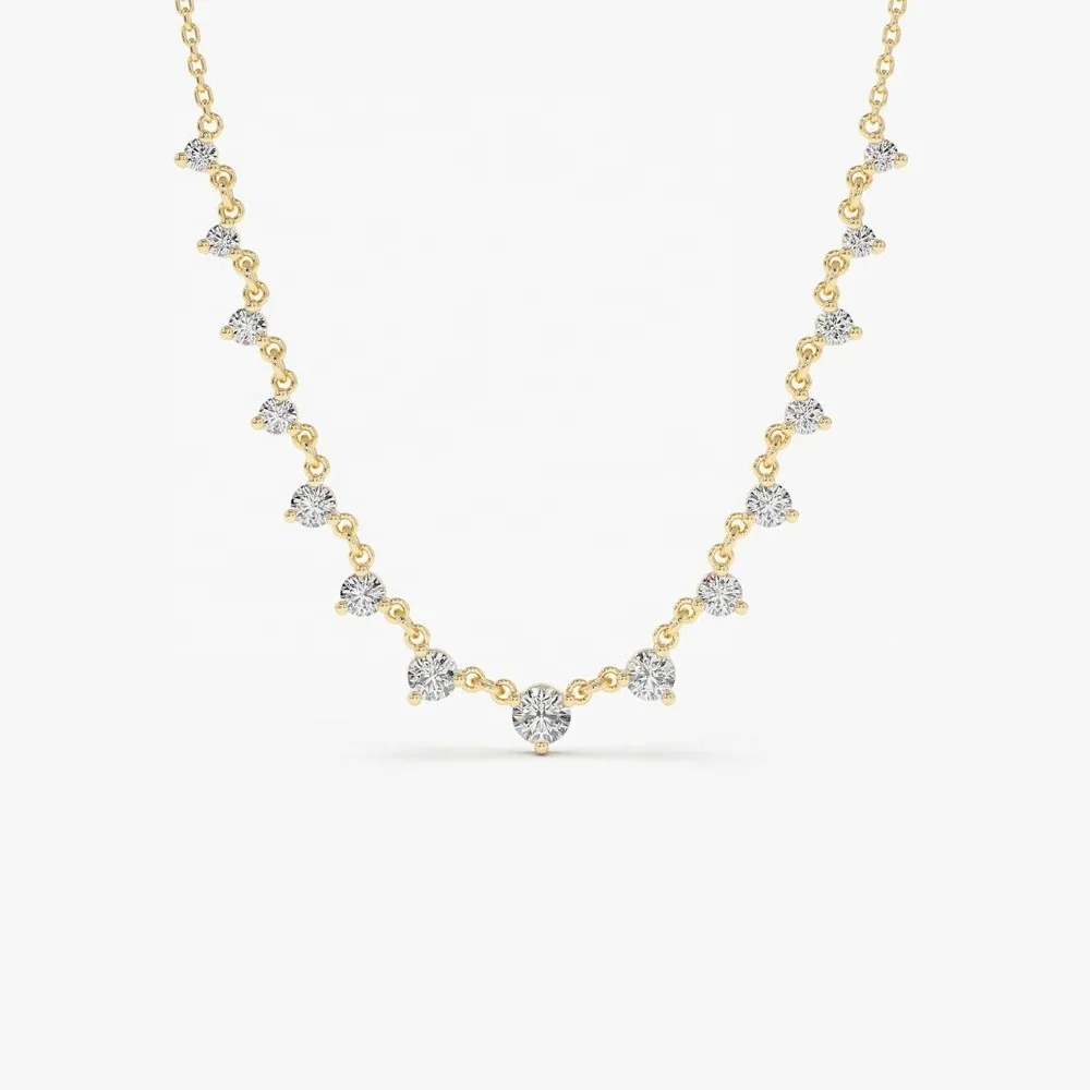 LOZRUNVE 925 Sterling Silver Gold Filled Plated Diamond CZ Graduating Charm Necklace Choker