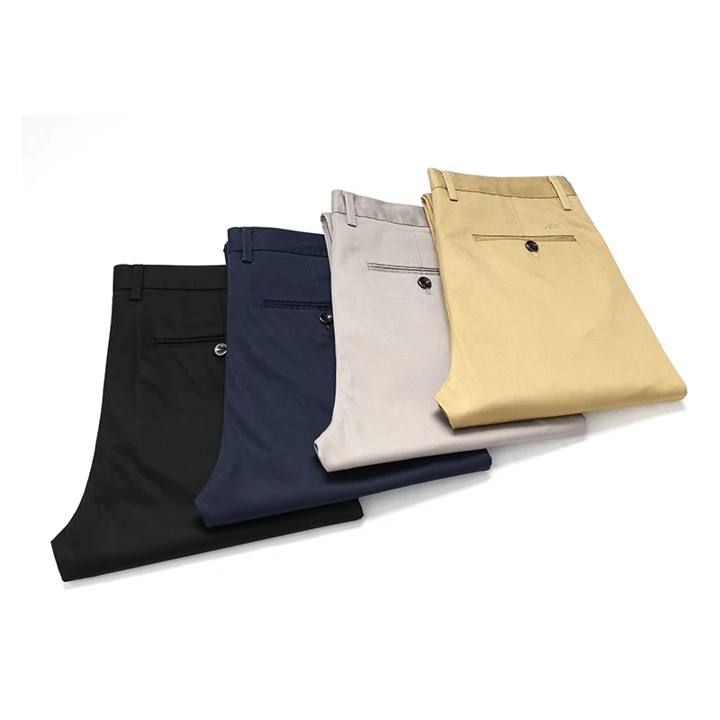 Fashion Casual New Business slacks Elastic Straight Trousers Male Brand Gray Khaki Navy chino pants