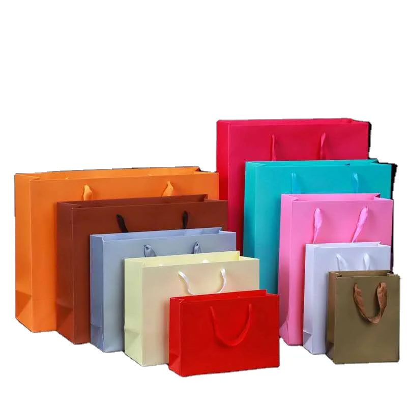 Wholesale Cheap Blank Boutique Gift Shopping Corrugated Bag Famous Brand Luxury Custom Paper Bags With Ribbon Handles
