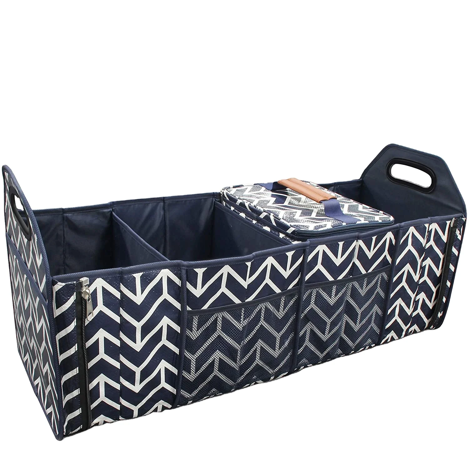 Trunk Organizer Foldable Cargo Storage Bag Portable Insulation Cooler Bag Collapsible Vehicle Organizer Divider Storage