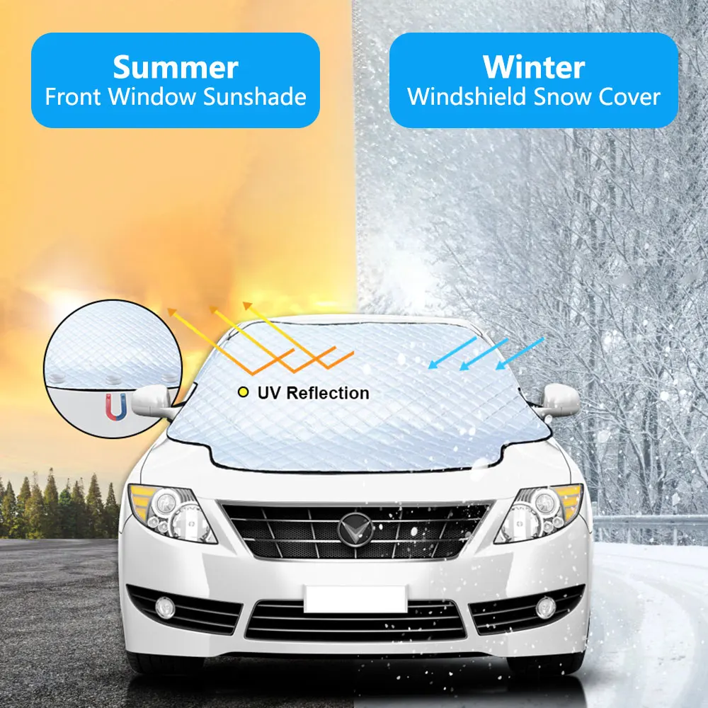 SUNNUO Custom Model New Car Winter Windshield Cover PEVA Full Snow Collapsible Sunshade Waterproof Windshield Cover