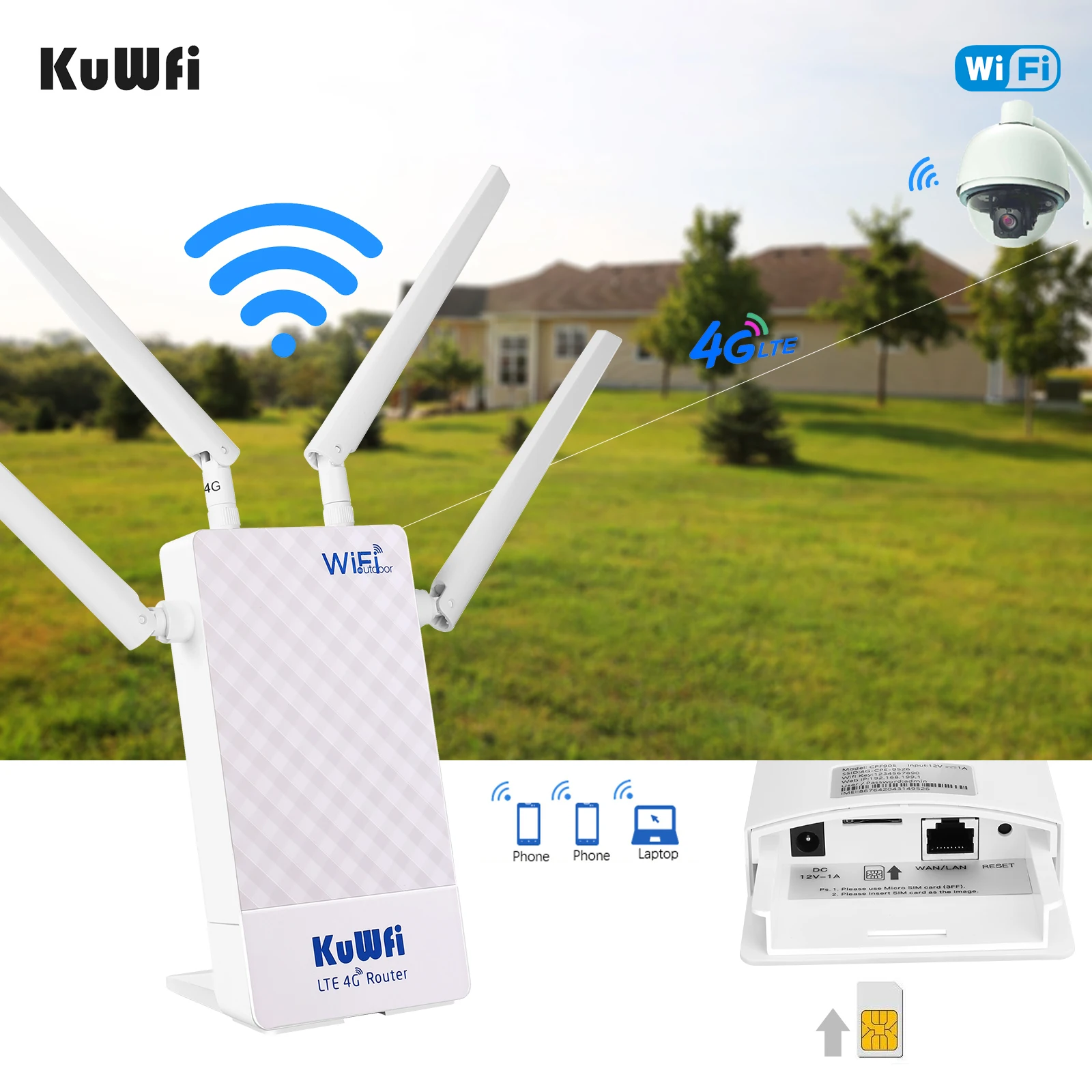 Настроенный KuWFi 4g 5g Wi-Fi маршрутизатор с sim-картой наружной антенной lte и слот