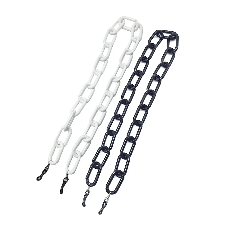 E012 Classic Trendy Black White Big Flat Necklace Acrylic Eyewear Sunglasses Strap Chain