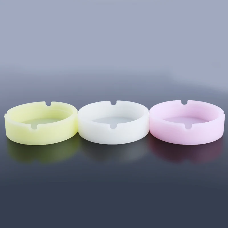 Luminous Silicone Gel Ashtray Light Circular Ashtray New Fluorescent Smoke Convenient Cigarette Case Drop Creative Ashtrays