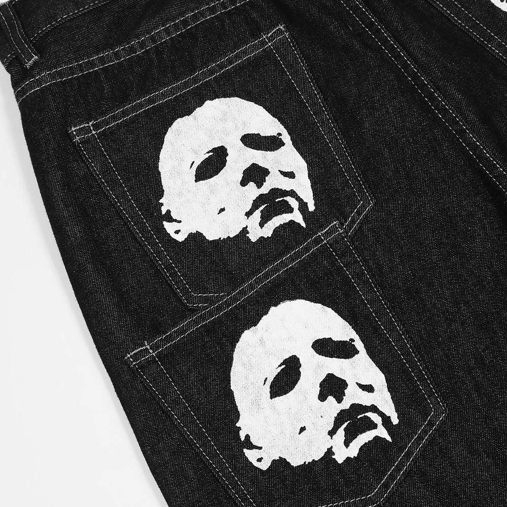 XINBO Streetstyle Funny Spoof Print Loose Straight Casual Trousers Streetwear Denim Pants Baggy Mens Hip Hop Jeans For Mens 2022