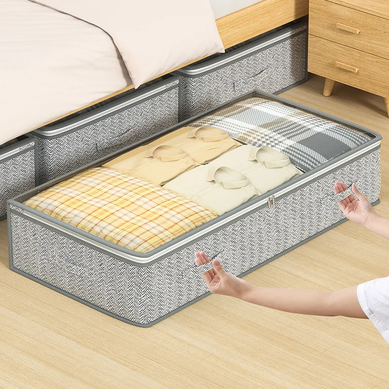 2024 Under The Bed Storage Dust-Proof Handle Foldable Storage Bag Quilt Clothes Home Flat Storage Box