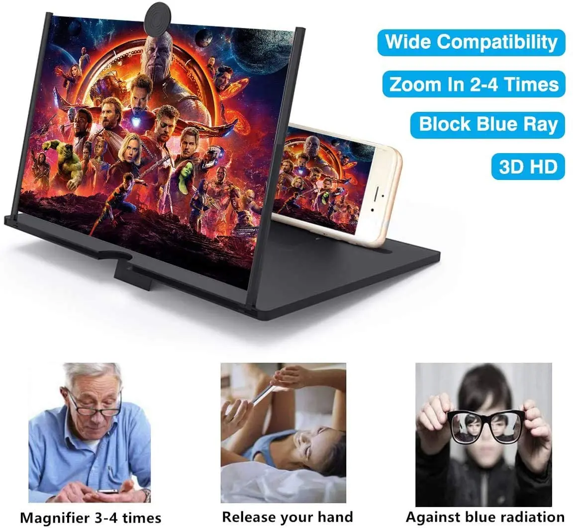 High definition 10/12 Inch Mobile Phone Screen Amplifier Magnifier 3D  Portable Smartphone Screen Amplifier