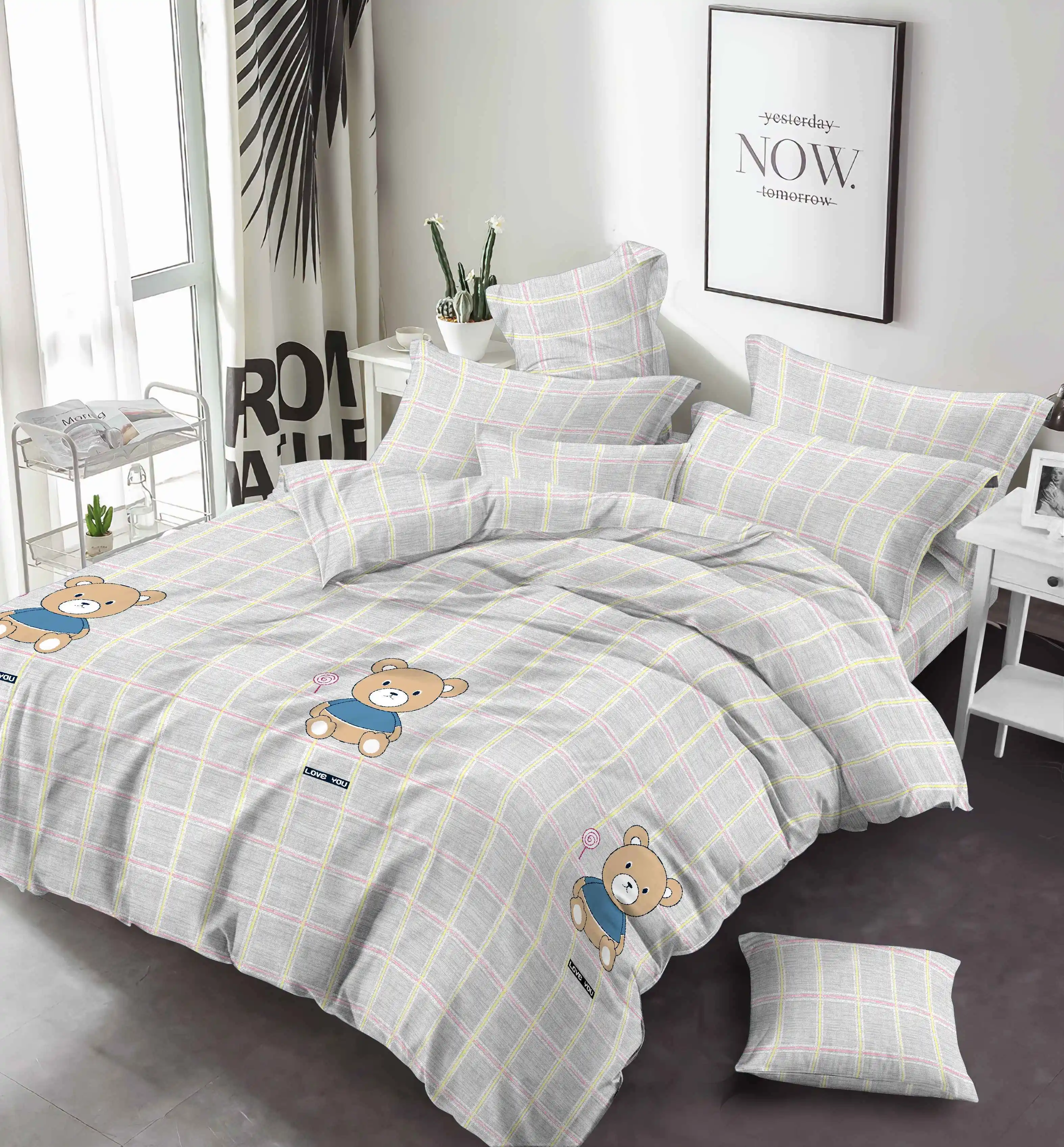 Microfiber woven brushed pigment disperse print 100% polyester textile fabric for bed sheet for pillow