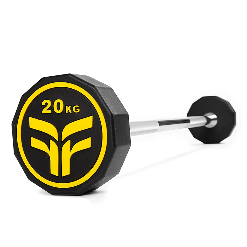 CPU Coated Durable 12 side barbell Polyurethane Straight Barbells Curl Barbells Special sided barbells