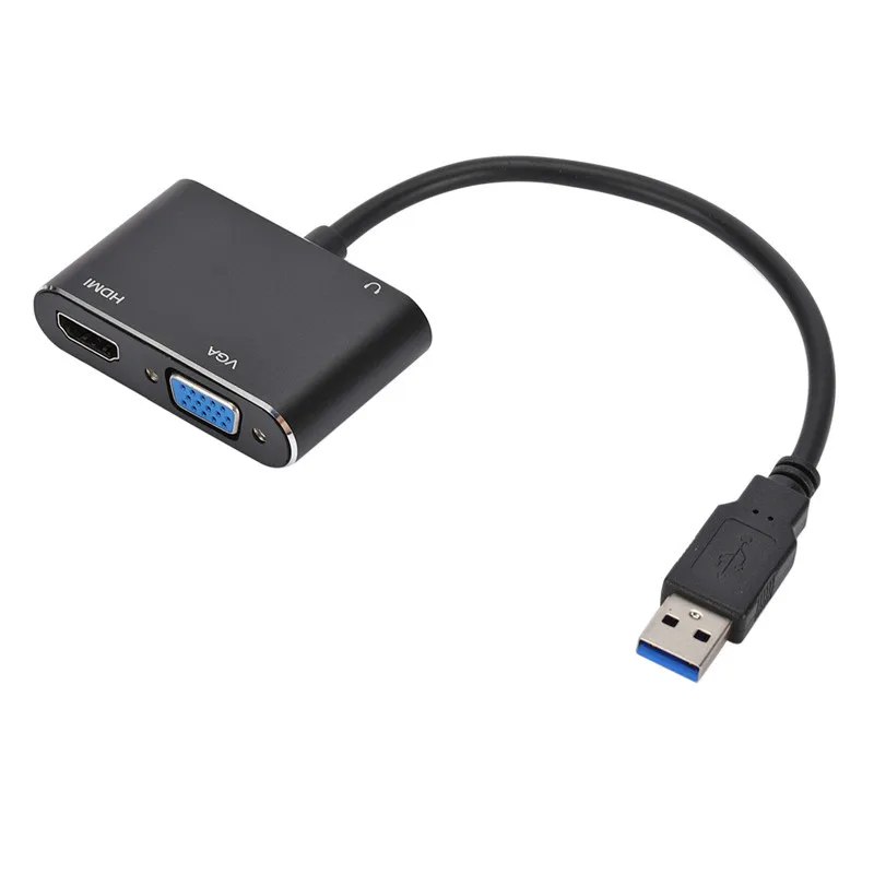 USB 3.0 to HDtv VGA&3.5 Audio Converter HD Drive Free Supports Win7/8/10 Mac.os