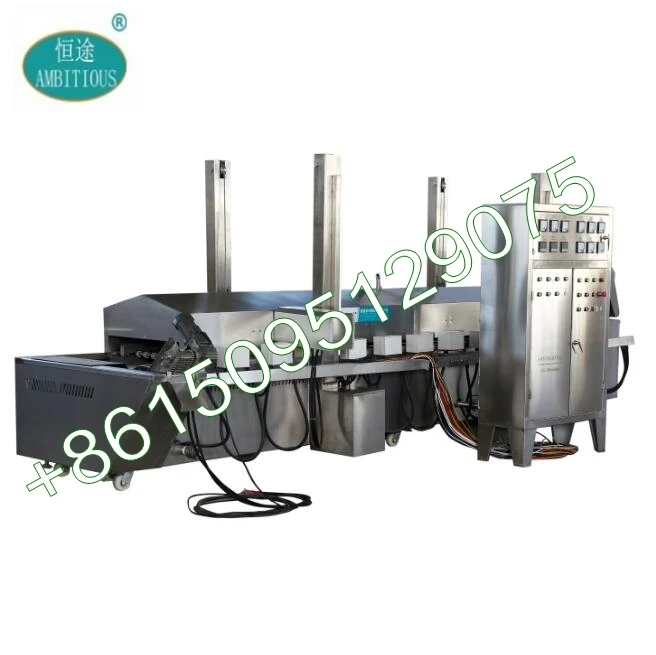 Industrial Automatic Continuous Conveyor Frying Machine with double belts PLC Control CE Certified factory price for