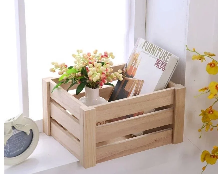 American country style antique decoration wooden crate box wholesale IBEI storage product packing gift craft box case
