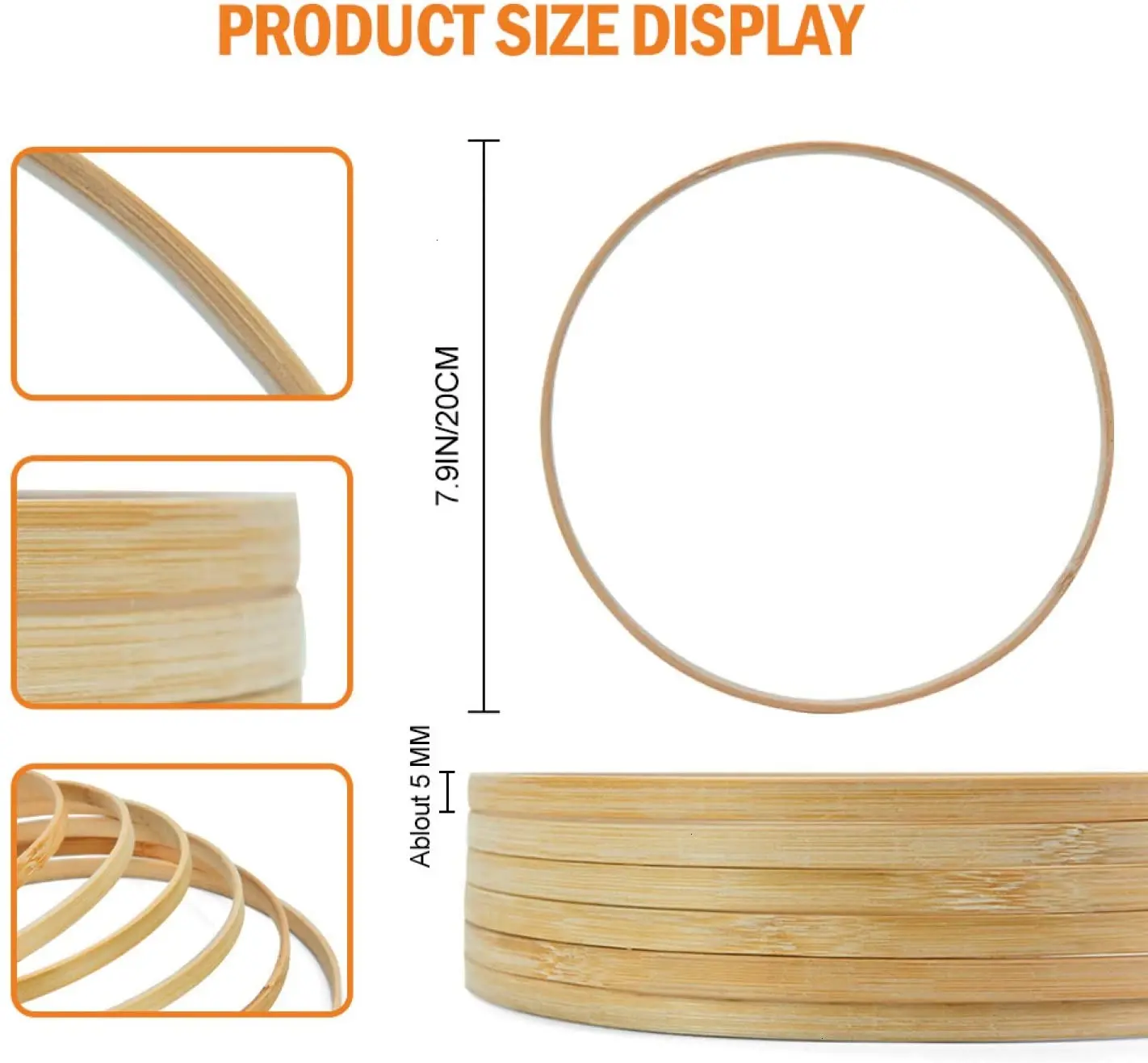 
DIY craft tools round circle wooden cross stitch wreath floral hoop macrame dreamcatcher bamboo ring 