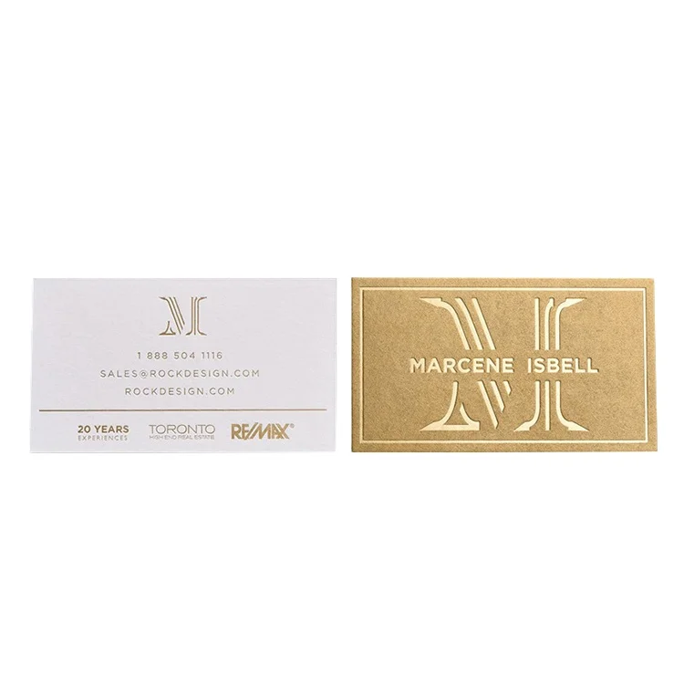 Eco-Friendly Custom Luxury Gold Foil Debossed Logo Business Card