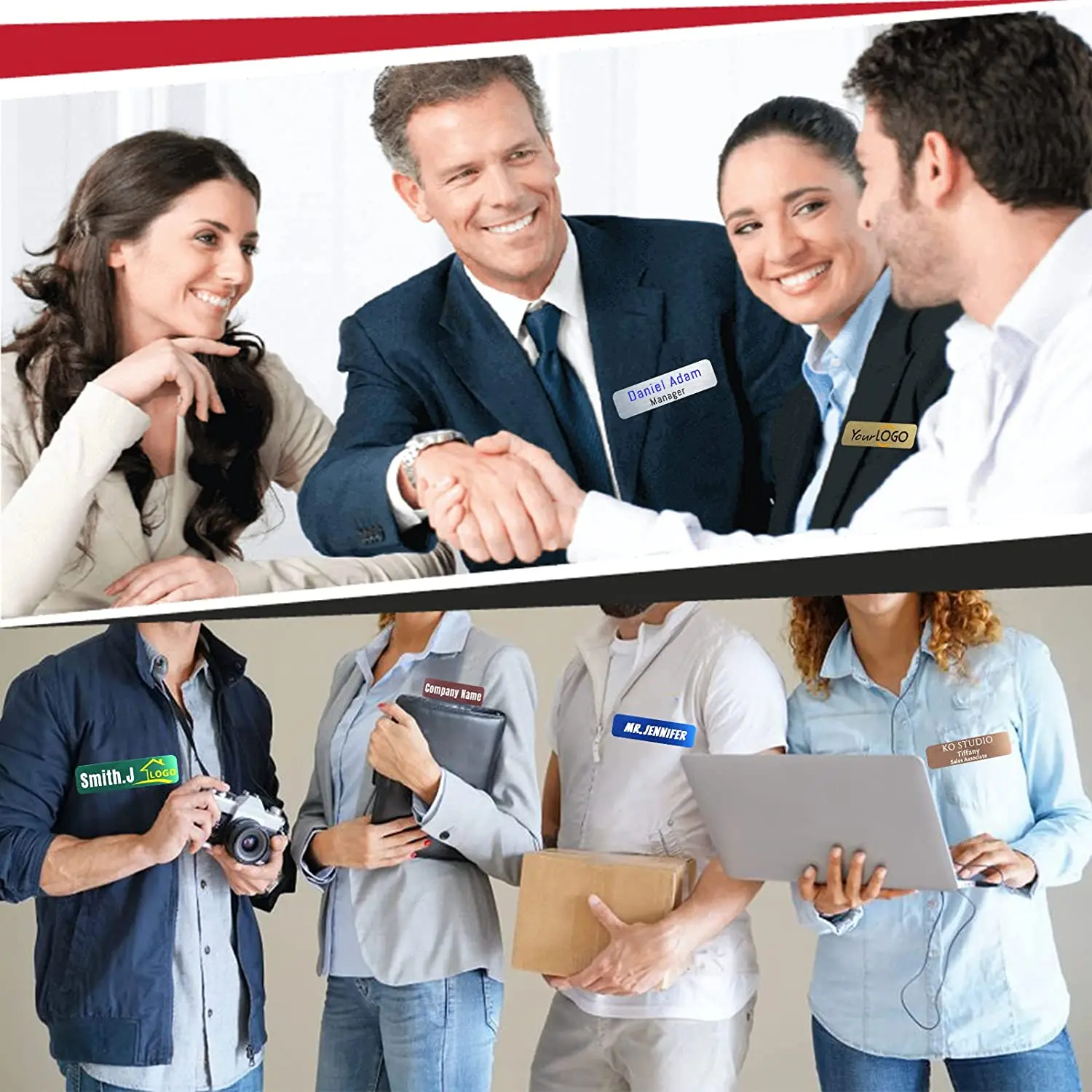 Custom Name Tag with Logo Personalized Name ID Badge with Magnet Pin Backing for Uniforms, Employees, Staff, Doctors, Nurse