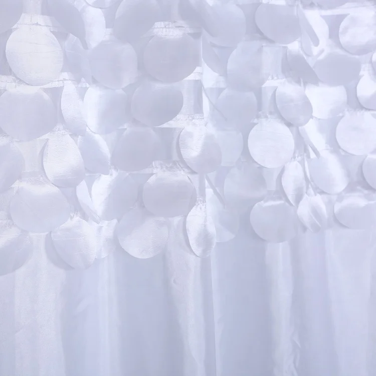 100% polyester 3D circle petal taffeta bathroom shower curtain white waterproof