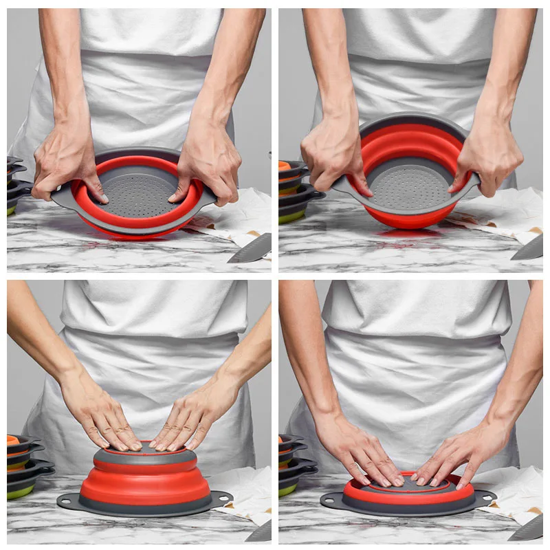 New Arrivals Round Drainage Basket Folding 2-piece Plastic Cesta de drenaje Telescopic Customized Folding Drainage Basket