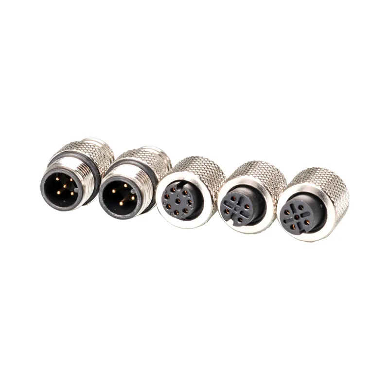 For M12 Connector Aviation plug 4P 5P 6P 8P male/Female butt sensor straight head waterproof injection molding connector