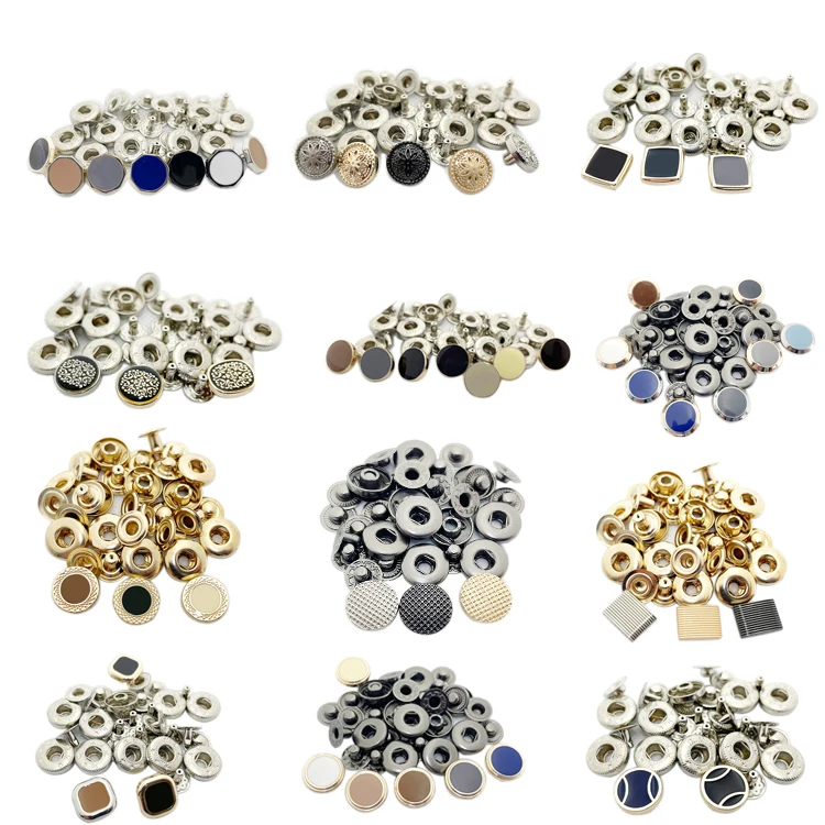 Fashion design engraved Custom Metal logo Snap Buttons For bags