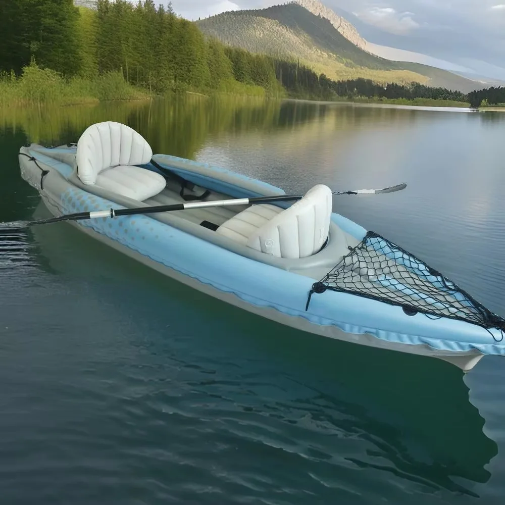 Factory Custom PVC Inflatable Kayak Portable Folding Rubber Boat Single Double Outdoor Adventure Canoe Drifting Fishing PE Hull