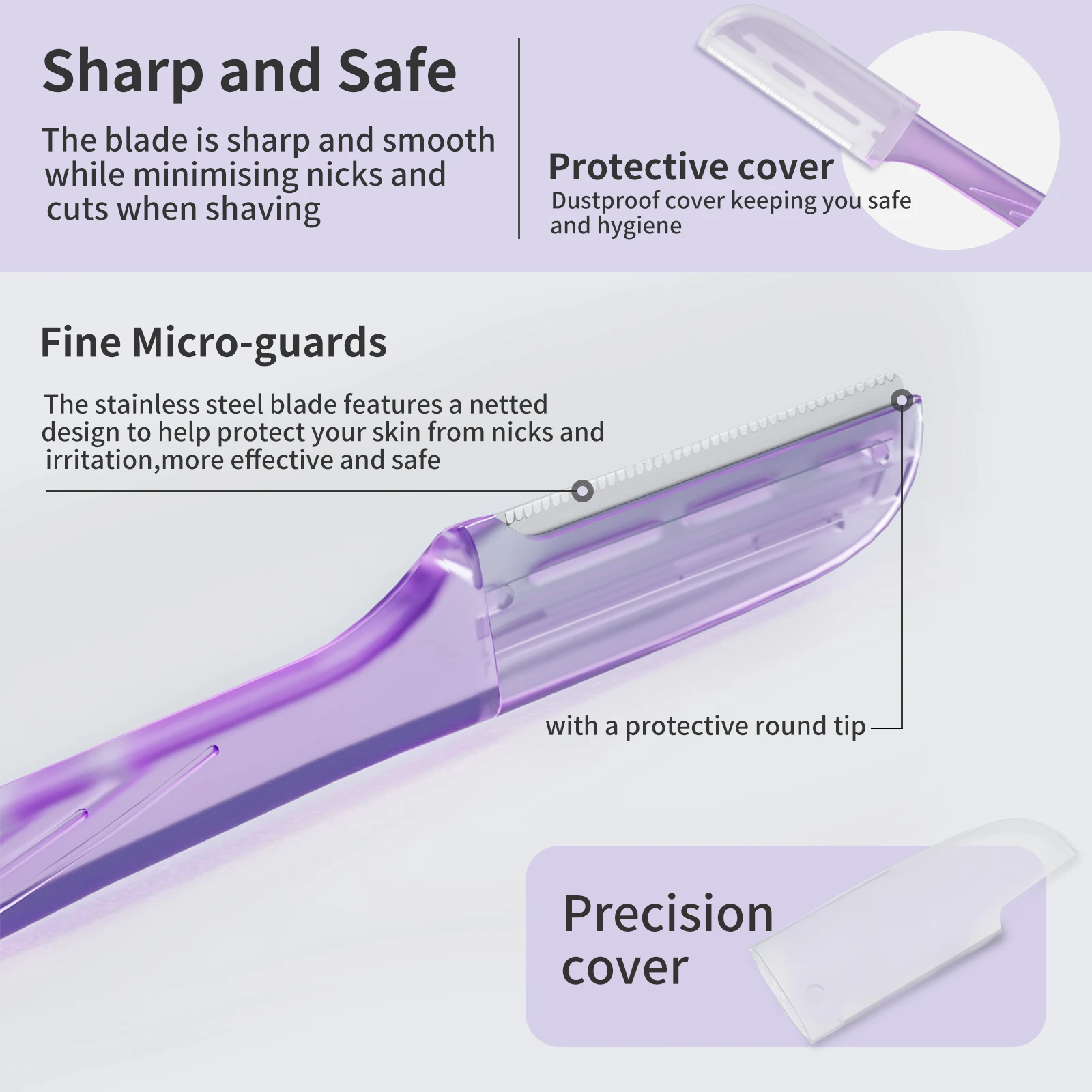 Face Razor Peach Fuzz Remover Multipurpose Eyebrow Razor Exfoliator Dermaplaning Tool Women Razor