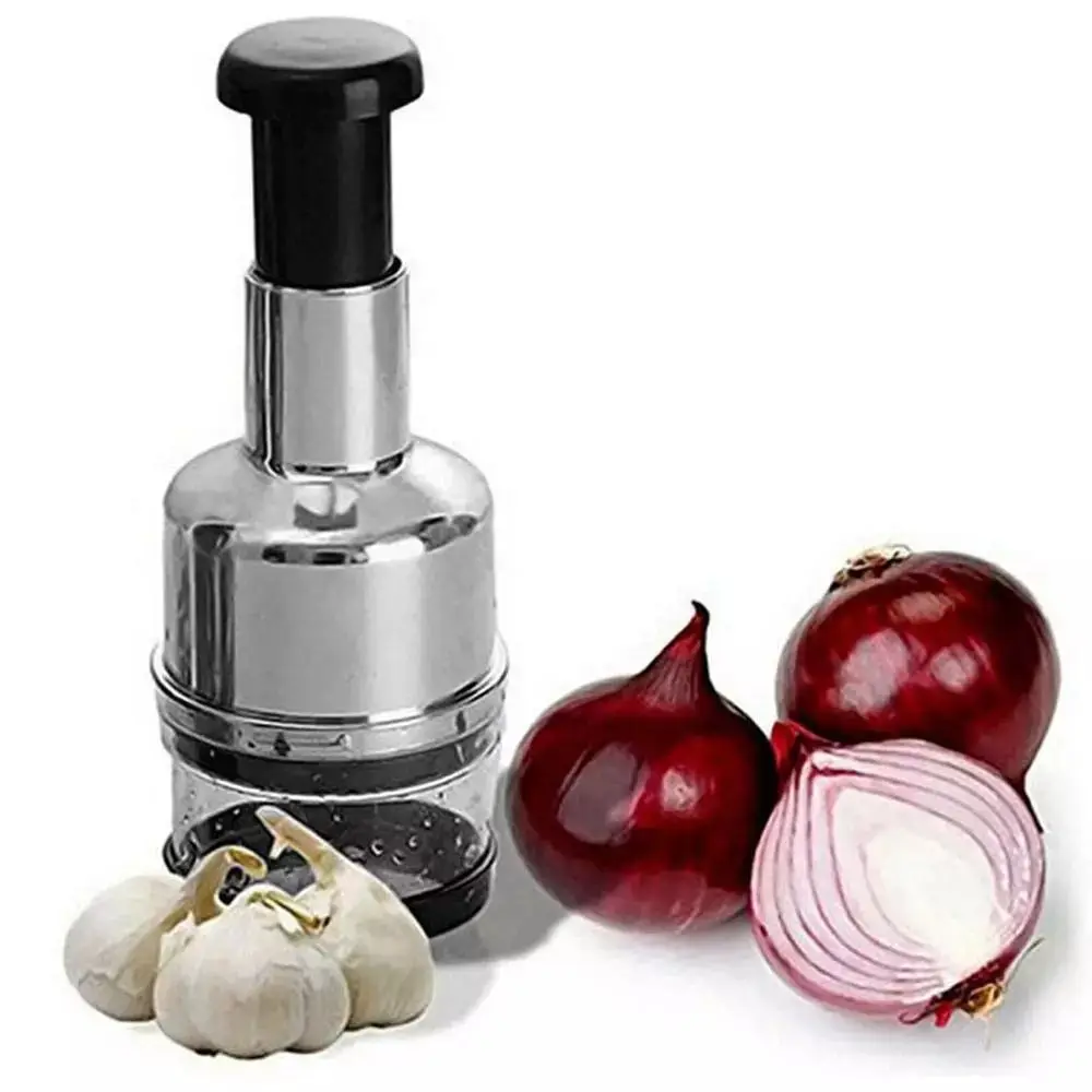 Manufacturer direct selling kitchen 304 stainless steel garlic cutter Hand Press Food Cutter  Onion Nuts Grinder