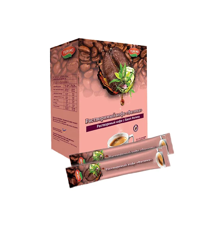 YUMMO Instant Fatima Cafe Russian 15g Sachets per Box Hot Selling Slimming Coffee in Cream & Sugar Flavors Packed in Bag