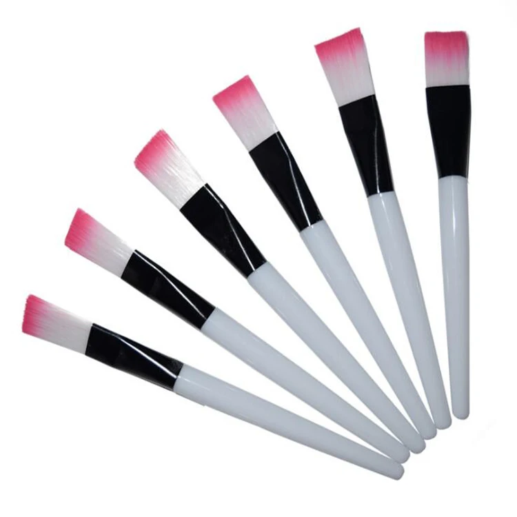  Wholesale White Color Pink Mask Brush Plastic Handle Soft Nylon Hair Cosmetic