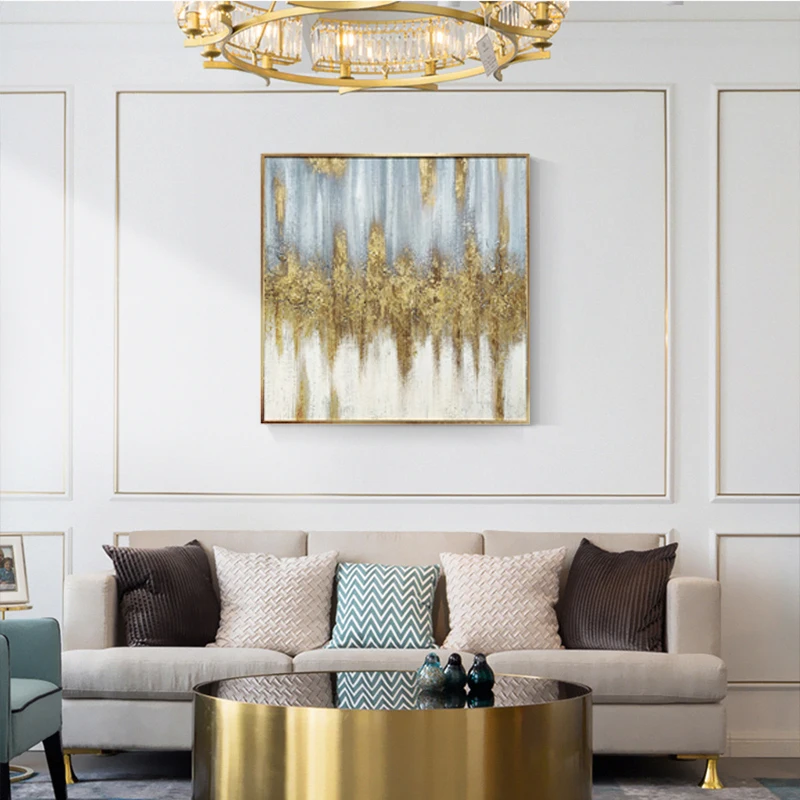 Золотая фольга ручной работы на заказ, холст, масляные настенные картины, ручная роспись, большая абстрактная живопись, золото