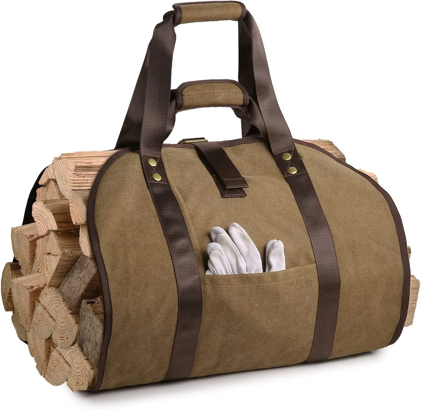 BSCI custom Fireplace 2 Handles Canvas firewood Carrier