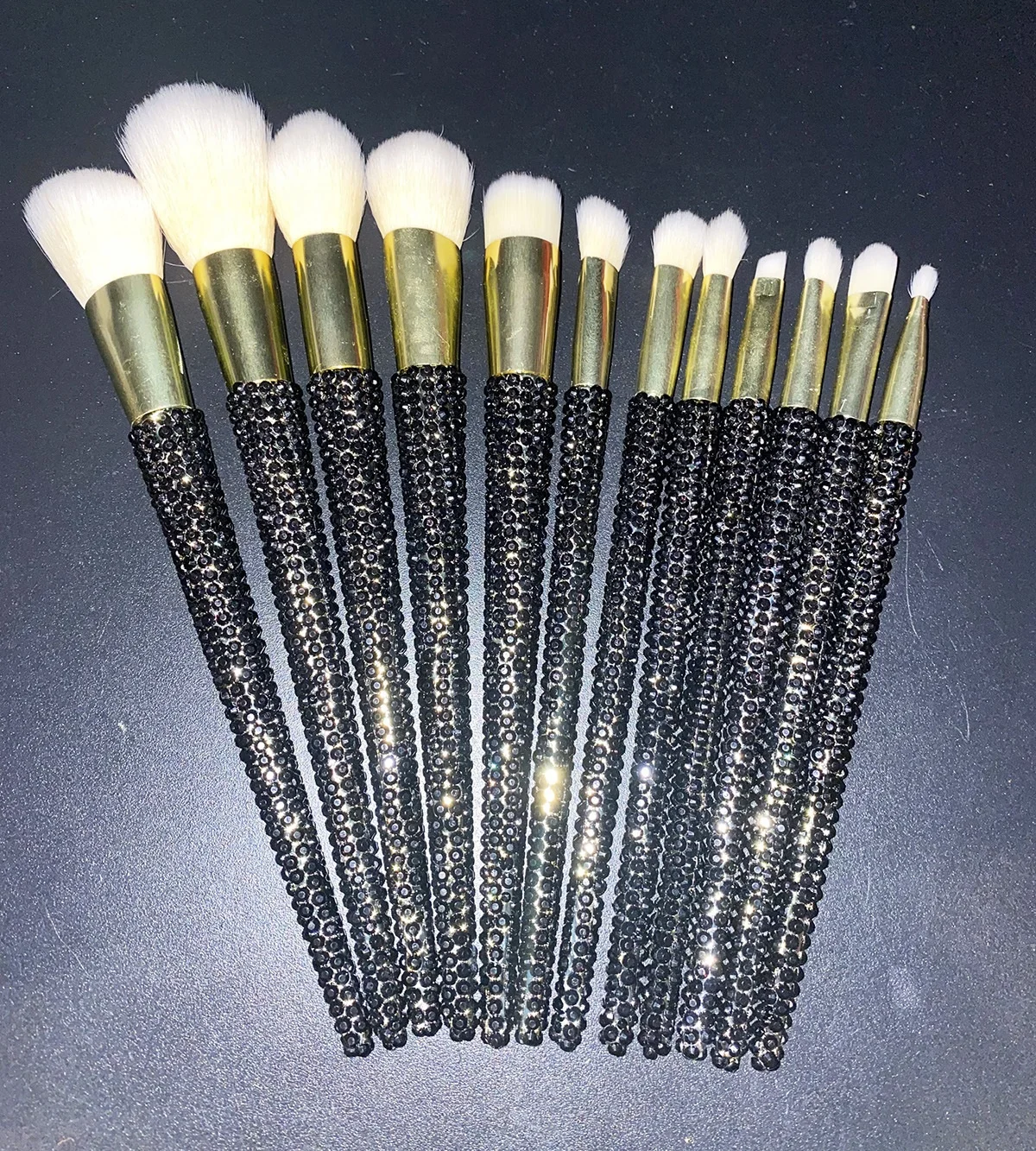 Hot sale shining handmade diamond handle makeup brush bling rhinestone pearl cosmetic brush set