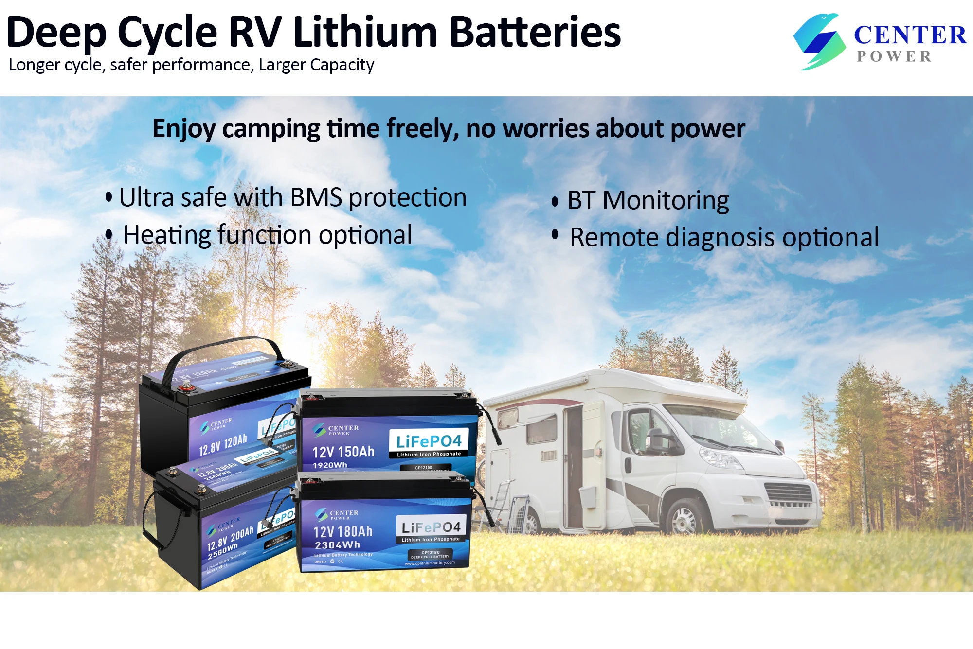 Lighter weight smaller dimension energy rv marine 12v 100ah 200ah 300ah li-ion lithium-ion battery